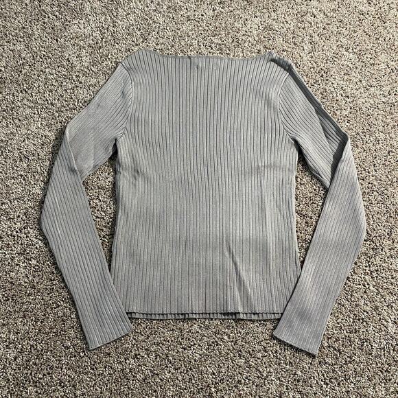 Abercrombie & Fitch Sweater Womens Large Ribbed Long Sleeve Stretch Pullover Top - Picture 2 of 6